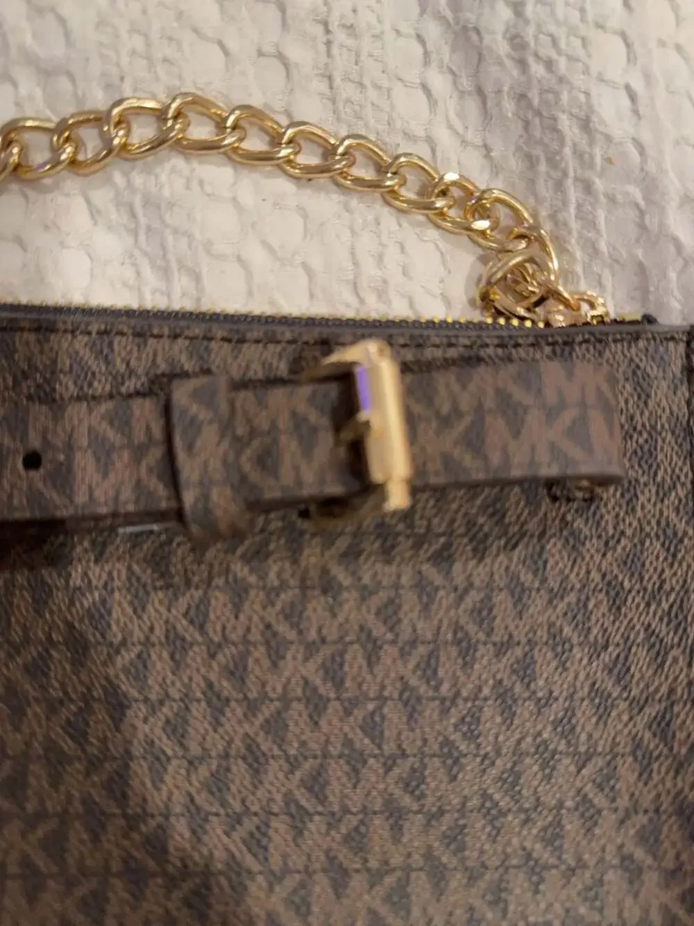 Michael Kors Signature Logo Belt Bag with Chain Detail
